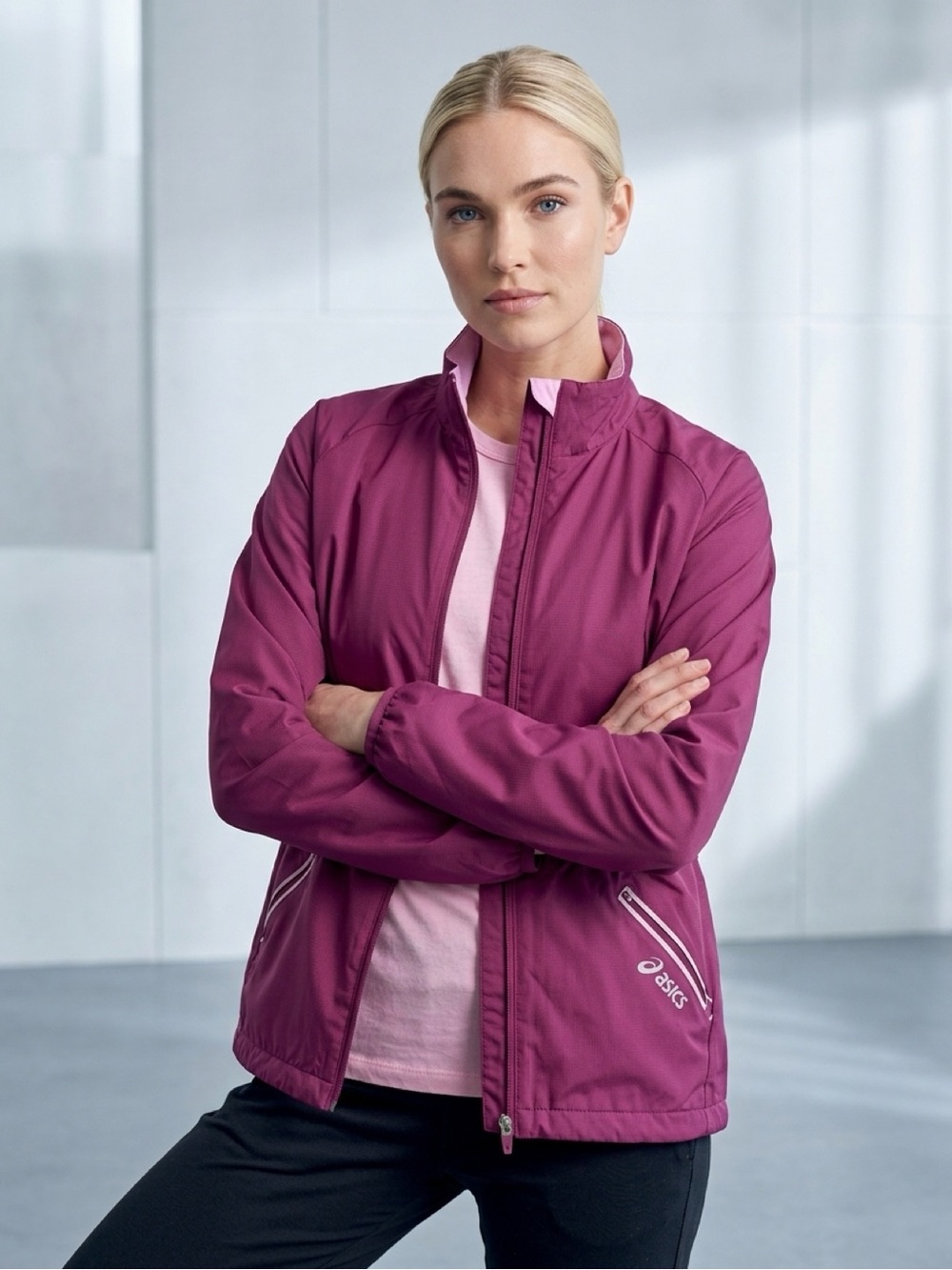 Asics Magenta and Light Pink Raincoat